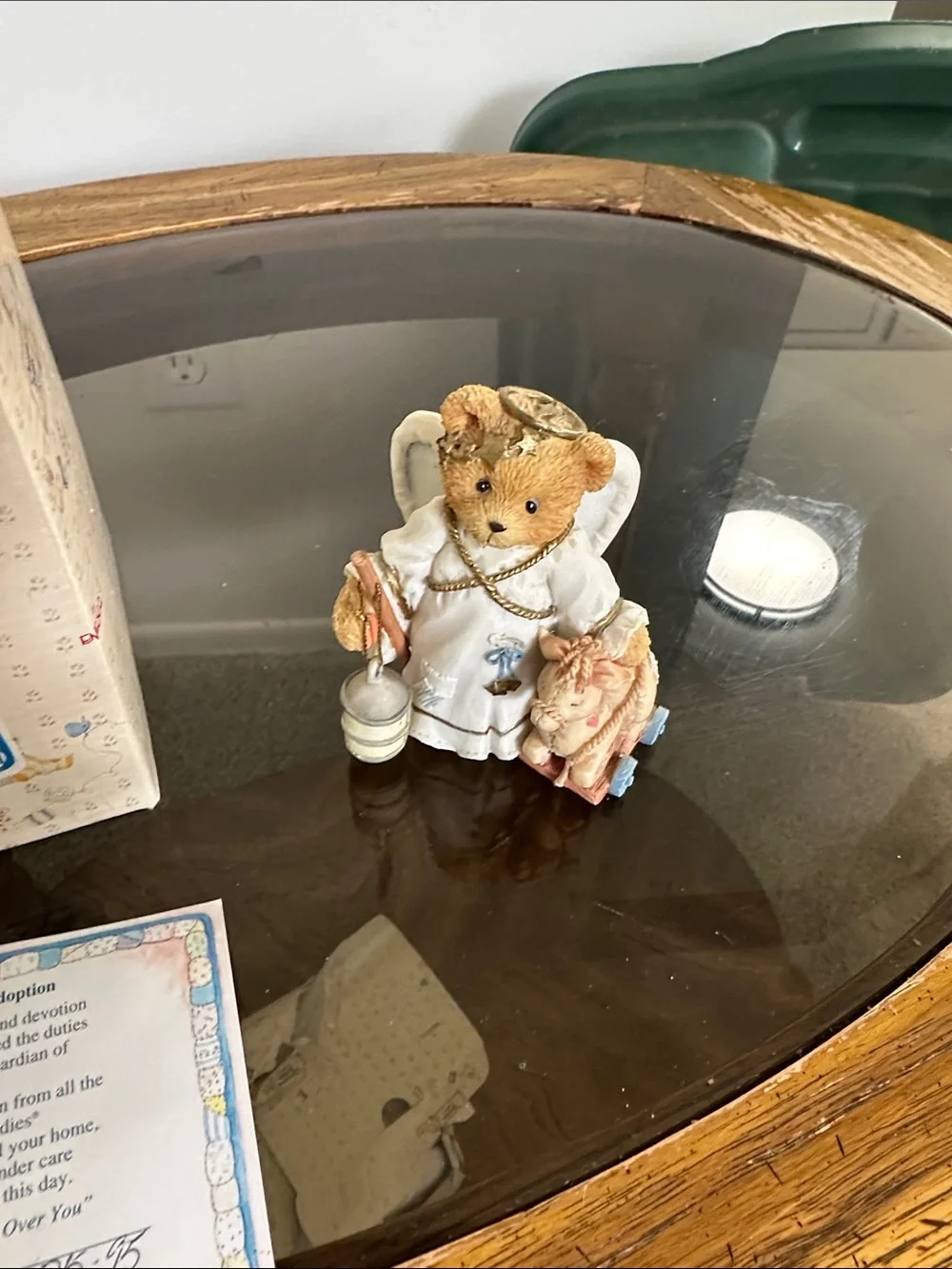 Cherished Teddies White and Brown Guardian Teddy with Lamb Figurine